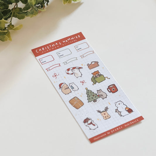Christmas Hammies Planner Stickers (3x6 inches)