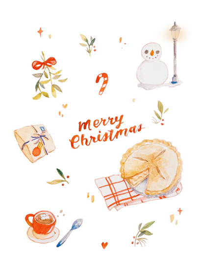 Merry Christmas Watercolor Greeting Card